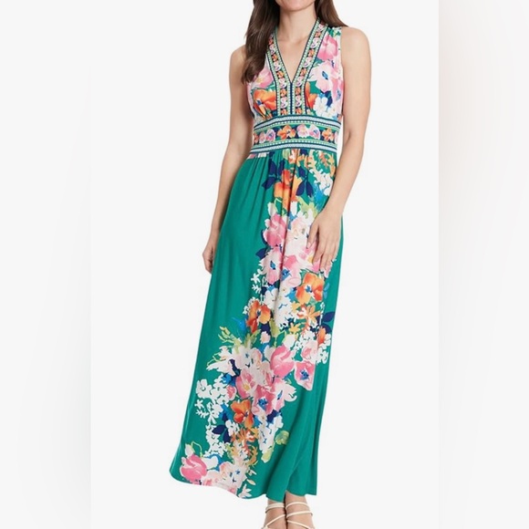 London Times Sleeveless V-Neck Maxi Pull On Dress! NWT 🔥 SIZE 16 - Picture 2 of 15